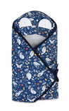 CARRY COT SWADDLE BLANKET WAFFLE ANIMAL LAND GREY
