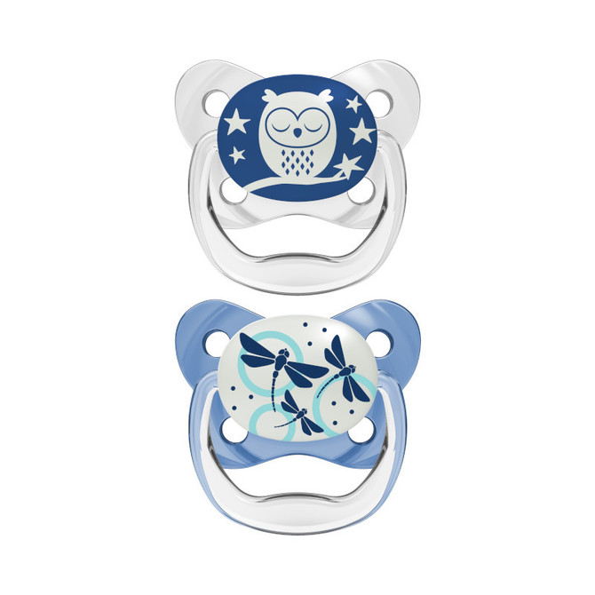 PV12008  PreVent Glow in the Dark BUTTERFLY SHIELD Pacifier - Stage 1, Assorted, 2-Pack