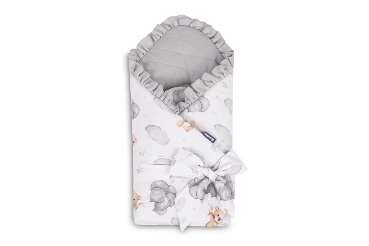 BABY NEST CONE WRAP MUSLIN TEDDY GREY 75x75