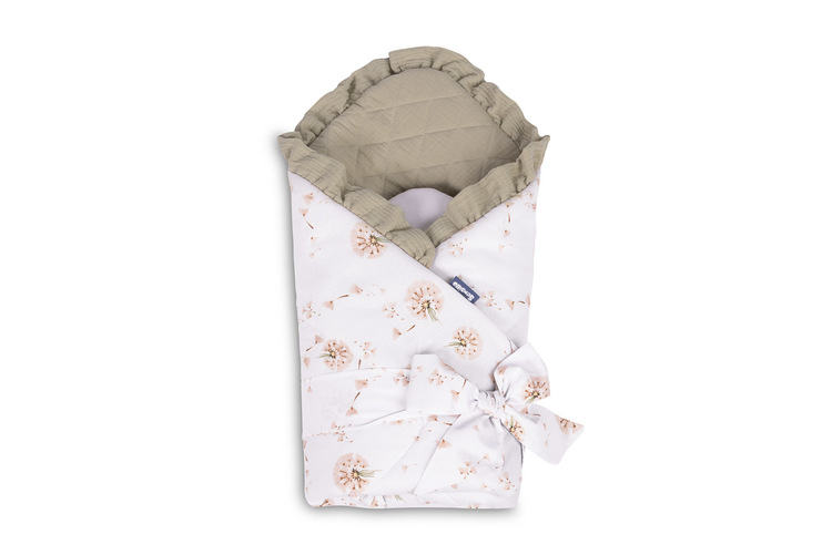 BABY NEST CONE WRAP MUSLIN DANDELIONS BEIGE 75x75