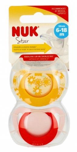 440666 SILICONE PACIFIER STAR 6-18 2PCS 537146, 736748