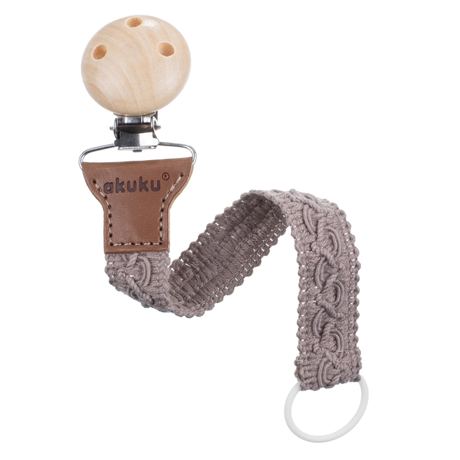 A0716 PACIFIER LANYARD COTTON BEIGE