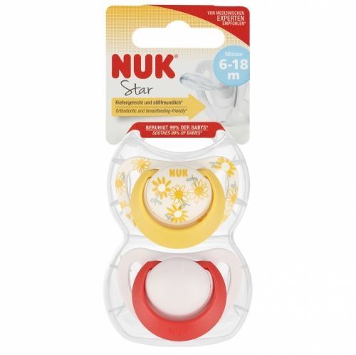 401919 SILICONE PACIFIER STAR FLOW 6-18 2PCS 541395, 176287