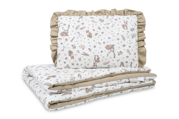 KOMPLET DO ŁÓŻECZKA BAWEŁNA FOREST BEIGE 75X95 25X35