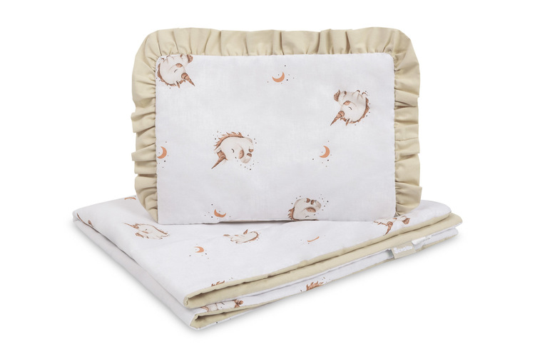KOMPLET DO ŁÓŻECZKA BAWEŁNA UNICORN BEIGE 75X95 25X35