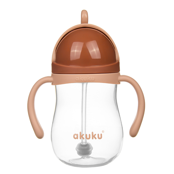 A0729 MOCHA WATER BOTTLE WITH STRAW AND WEIGHT