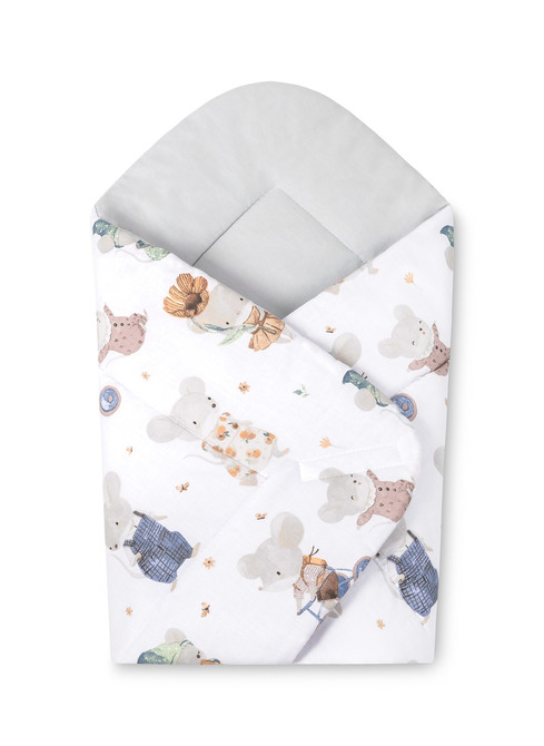 BABY WRAP COTTON MOUSE GREY 75X75