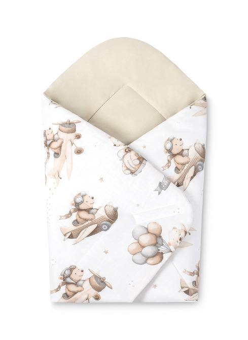 BABY WRAP COTTON FLYING TEDDY BEIGE 75X75