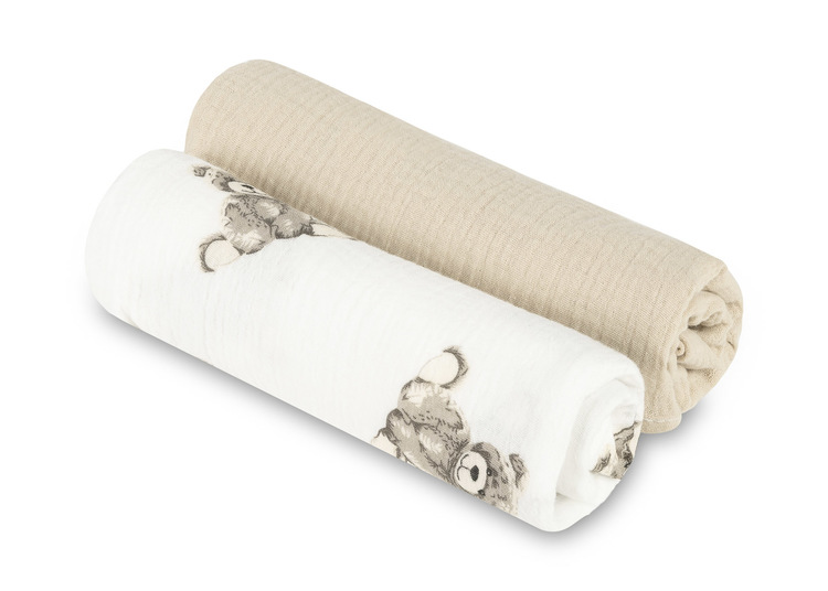DIAPER CRUSHED MUSLIN 60X75 2-PACK TEDDY BEIGE