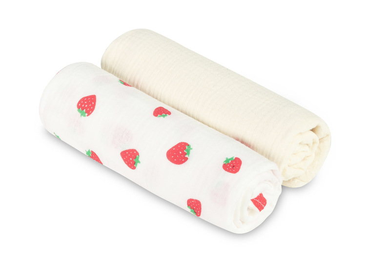 DIAPER CRUSHED MUSLIN 60X75 2-PACK STRAWBERRY CREAM