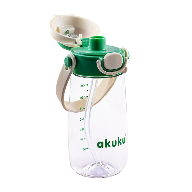 A0724 SCHOOL WATER BOTTLE WITH STRAW 480ML GREEN