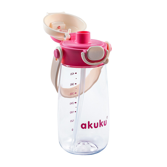 A0725 SCHOOL WATER BOTTLE WITH STRAW 480ML PINK