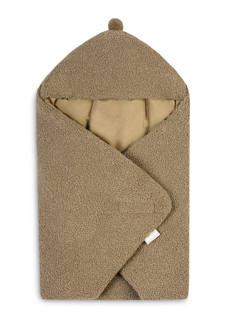 CAR SEAT SWADDLE BLANKET BOUCLE 75X75 DARK BEIGE
