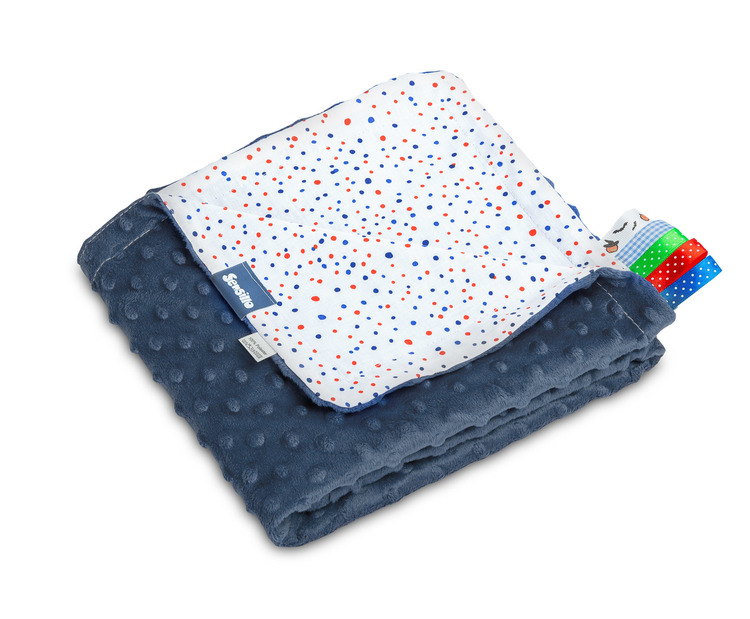 LIGHT BLANKET MINKY 75x100 DOTS NAVY