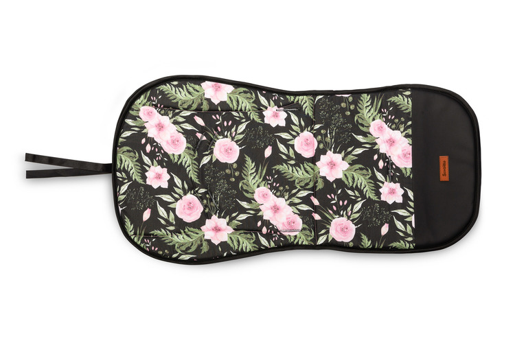 EINLAGE FÜR KINDERWAGEN VELVET SCHWARZ BLUMEN