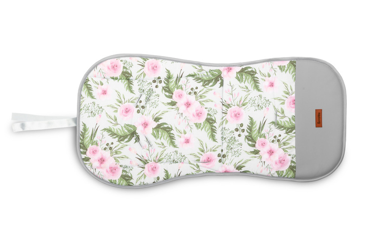 EINLAGE FÜR KINDERWAGEN VELVET GRAU BLUMEN