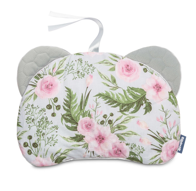 KINDERWAGENKISSEN VELVET GRAU BLUMEN 