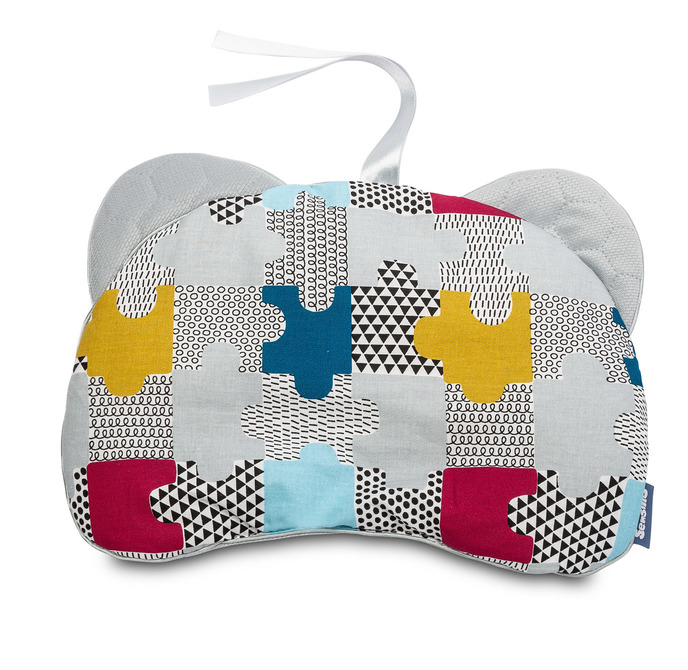 KINDERWAGENKISSEN VELVET GRAU PUZZLE