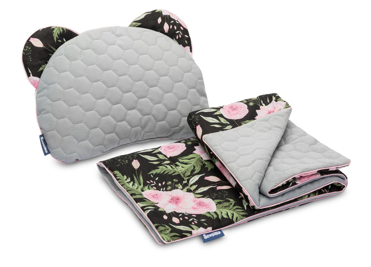 KINDERWAGENSET VELVET SCHWARZ BLUMEN