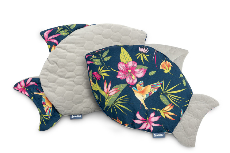 FISCHKISSEN VELVET MARINEBLAU KOLIBRI