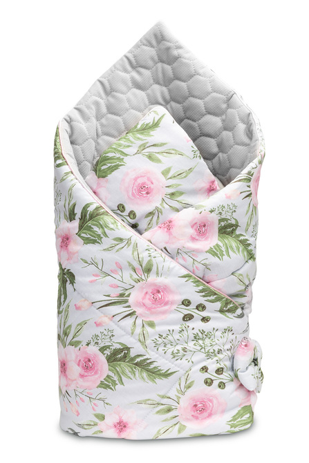 WICKELDECKE VELVET GRAU BLUMEN 75x75