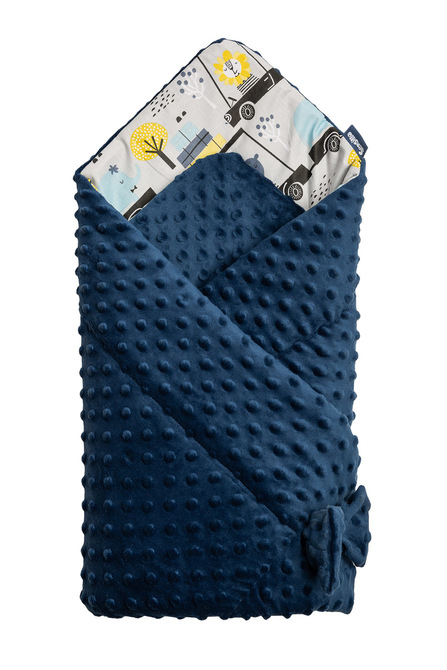 WICKELDECKE MINKY FERIENZOO / MARINEBLAU 80X80