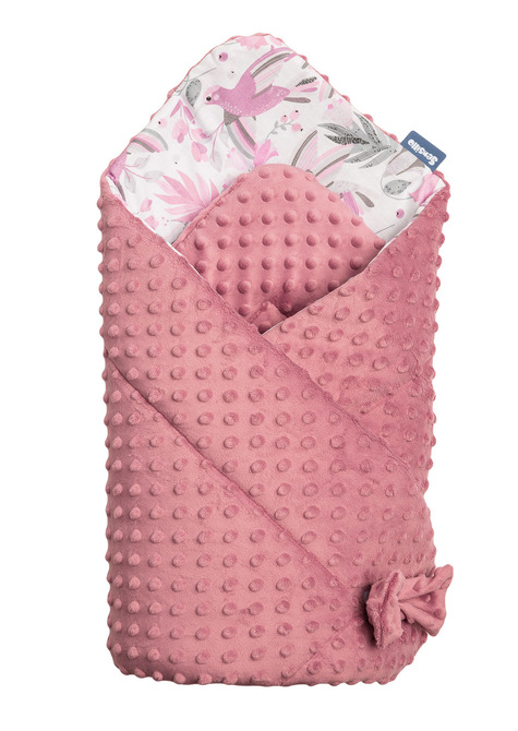 WICKELDECKE MINKY KOLIBRI / RETRO ROSA 80X80 