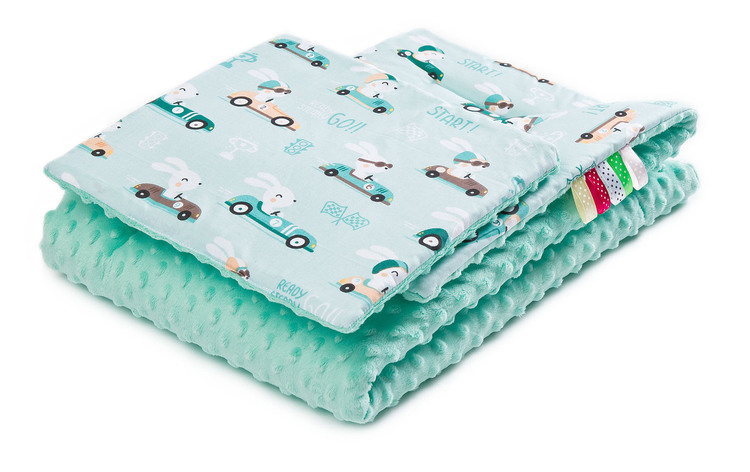 SET MINKY HASEN / MEERESGRÜN 75x100/30x35