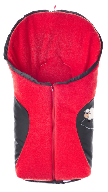 FUSSSACK FÜR BABYSCHALE – BLACK/RED FLEECE 75 X 36
