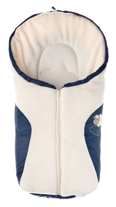 Carrier seat sleeping bag – navy/beige polar fleece