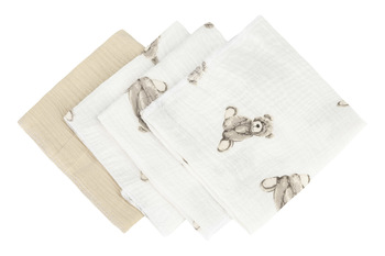 PIELUCHA ULEWAJKA MUŚLIN KRESZOWANY 30X35 OP.4 SZT TEDDY BEIGE