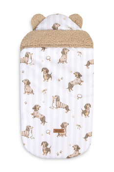 ŚPIWOREK DO FOTELIKA I WÓZKA GŁĘBOKIEGO 80X45 DOGS BEIGE