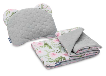 KINDERWAGENSET VELVET GRAU BLUMEN 